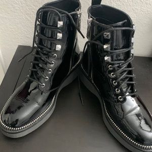 Michael Kors Haskell Patent Leather Combat Boots